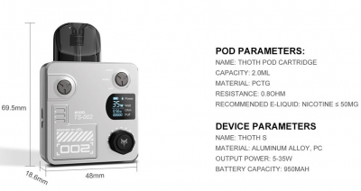 Kumiho THOTH S 1000mAh KIT (Artic Silver)